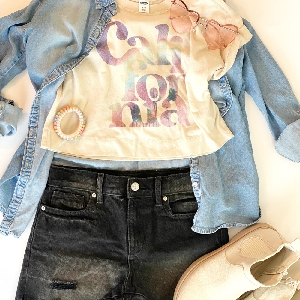 Old Navy California Graphic Cropped Tee Size 8 Retro Cali Vibes